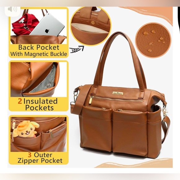 miss fong Diaper Bag Tote Leather Diaper Bag Backpack Large Tote Bag,Baby - Picture 4 of 5